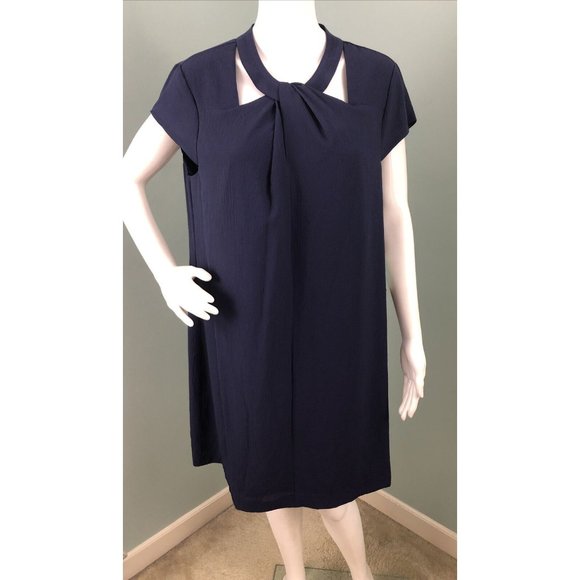 NWT Women's CeCe by Cynthia Steffe Purple Twist Neck Shift Dress Sz 14 - Picture 4 of 11